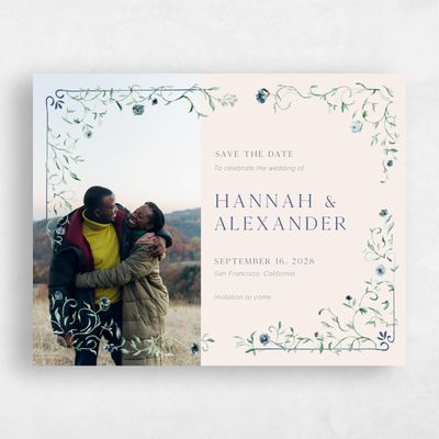 Dark Cobalt, Beige Wedding Save the Date - Mirto Photo