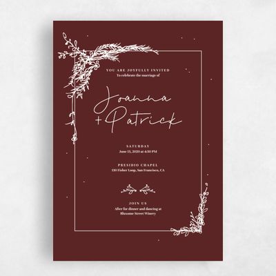 Wine, Red Wedding Invitation - Hopewell Frame