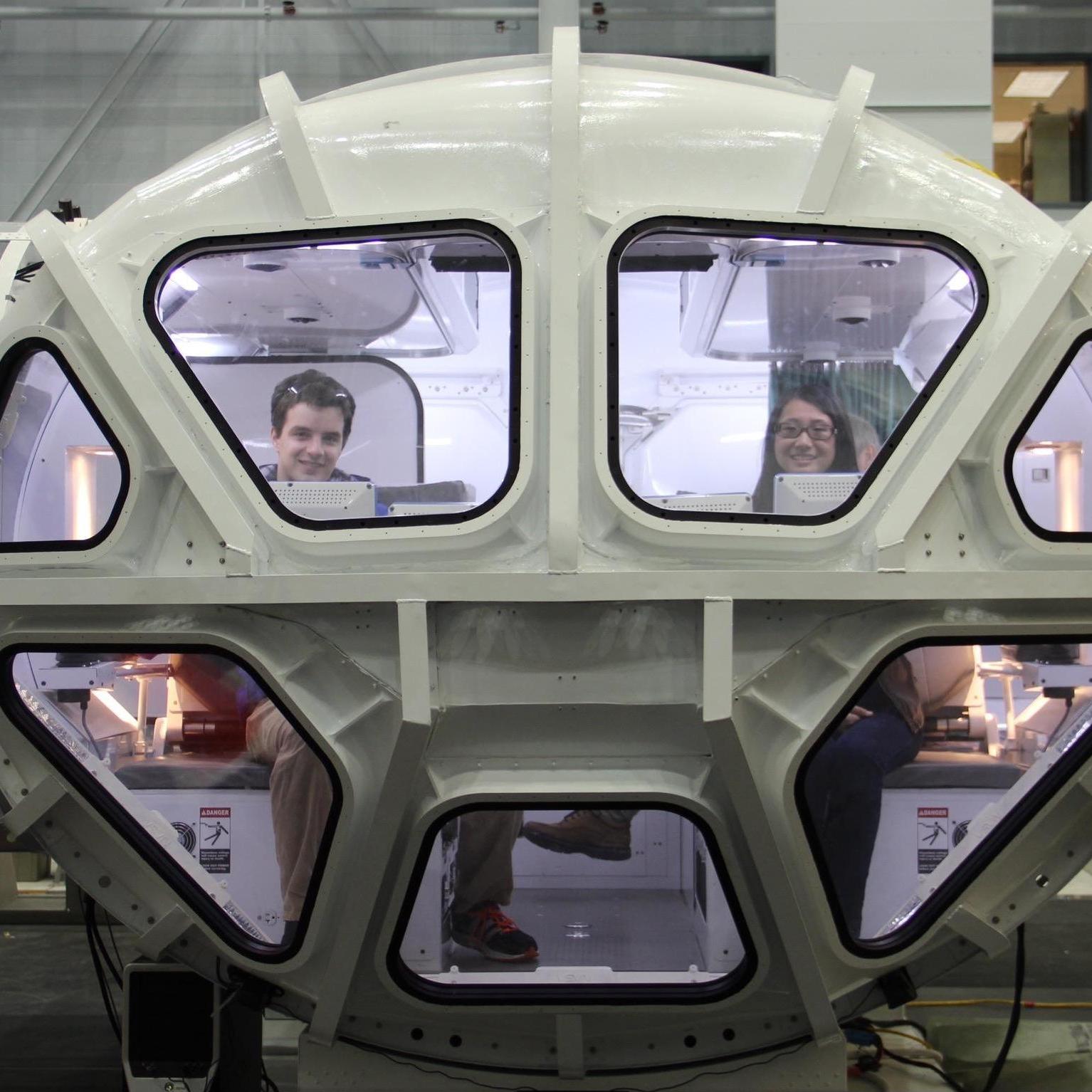 In a mockup Mars vehicle on a personal tour of NASA (Houston)
