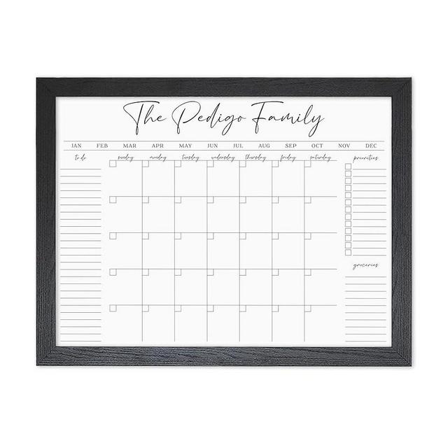 Personalized Dry Erase Wall Calendar with Custom To do list and Notes Organization Sections | Large Whiteboard Calendar (24" W x 18" H, Black Frame)