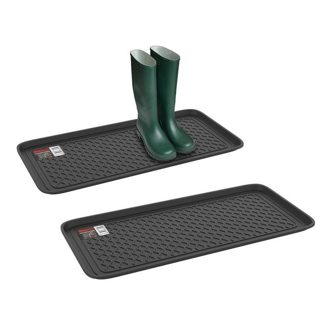 All Weather Boot Tray – Set of 2 Large Water-Resistant Plastic Utility Shoe Mat for Indoor and Outdoor Use in All Seasons by Stalwart