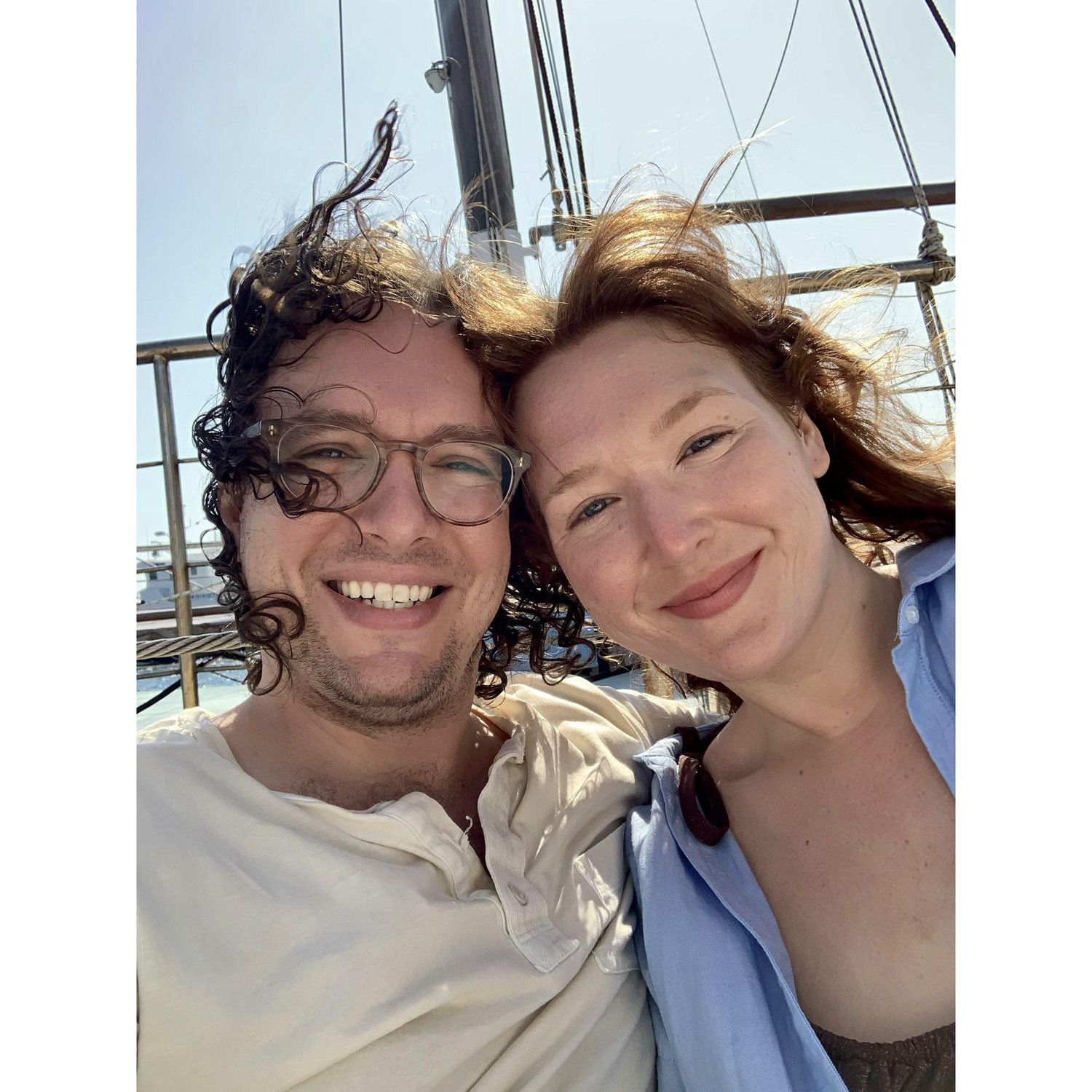 On a boat in Greece that never left the port. (Don't worry, we redeemed ourselves the following summer).