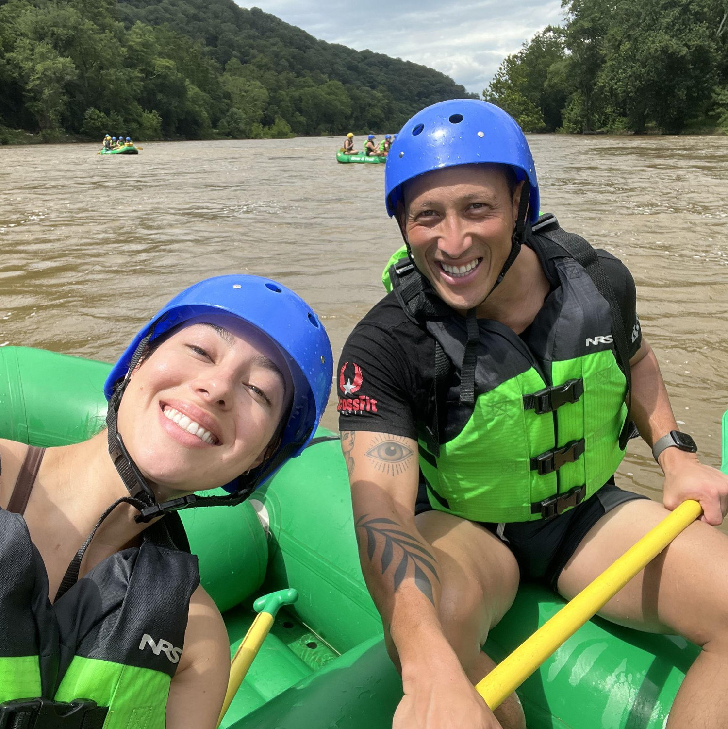 Moments before April fell into the rapids