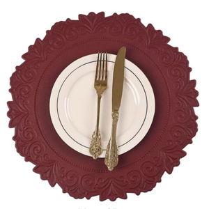 Noctiflorous Round Faux Leather 15 Inch Placemats Set of 4 Waterproof Wipeable Heat Resistant Tablemat for Dining Table Kitchen Non Slip Oilproof Table Place Mat for Indoor Outdoor(Red, 4)
