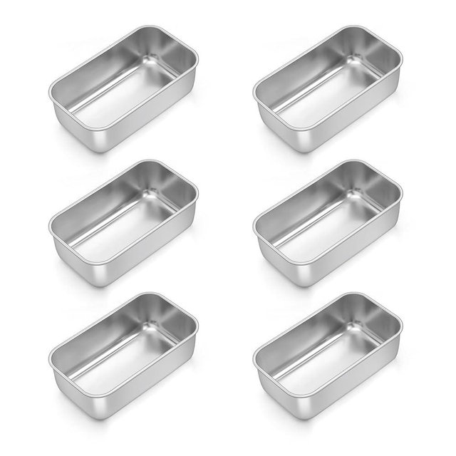 TeamFar Mini Loaf Pan, 6 PCS Stainless Steel Loaf Pans for Baking Bread, 6.3 x 3.5 Inch Bread Baking Pan for Homemade Bread, Meatloaf, Cake and Brownies, Non-Toxic, Oven & Dishwasher Safe