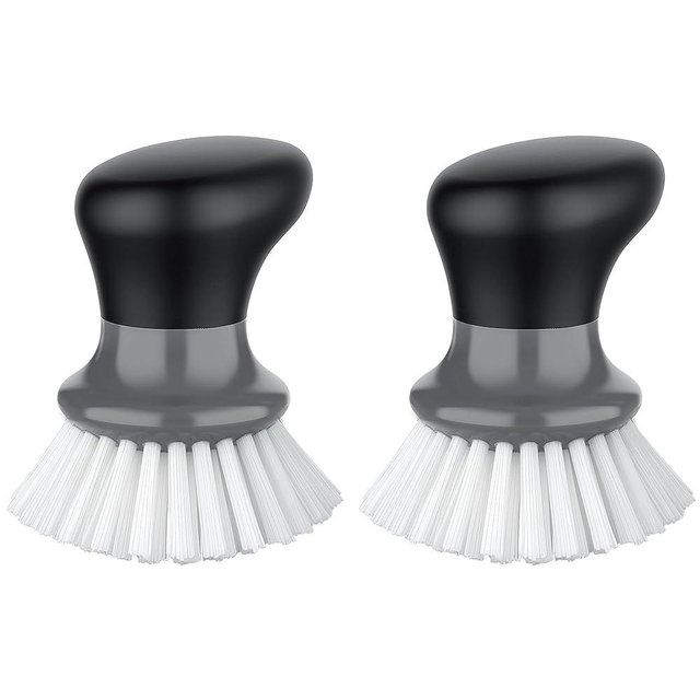 MR.SIGA Dish Scrub Brush, Palm Brush Dish Scrubber with Ergonomic Grip, Kitchen Brushes for Dishes, Gray, Pack of 2