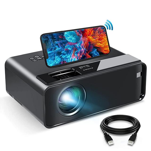 ELEPHAS Mini WiFi Projector for iPhone, 2021 Upgraded HD Movie Projector with Synchronize Smartphone Screen, Portable Projector Supports 1080P, Compatible with iOS/Android/TV Stick, and HDMI/USB/VGA