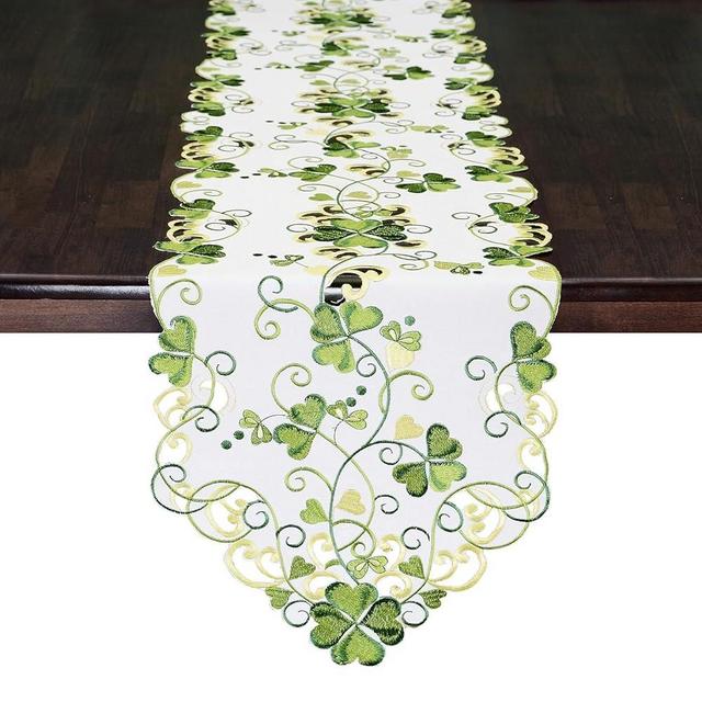 Grelucgo Embroidered Decorative Shamrock Table Runner for St. Patrick's Day (14x69 inches)