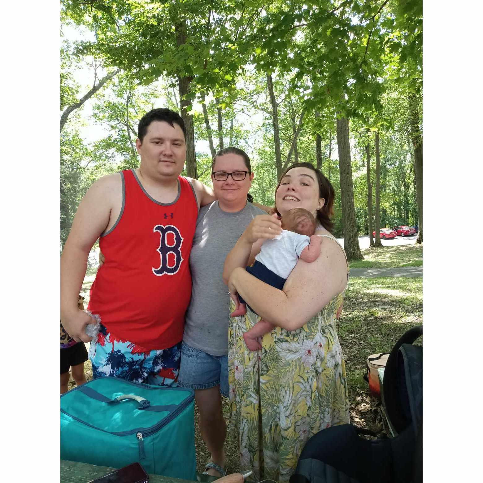 This photo was taken when myself, Tyler, and my Matron of Honor Kristen, with her newborn son, were all having a cookout at Highland Park in Endwell, NY.