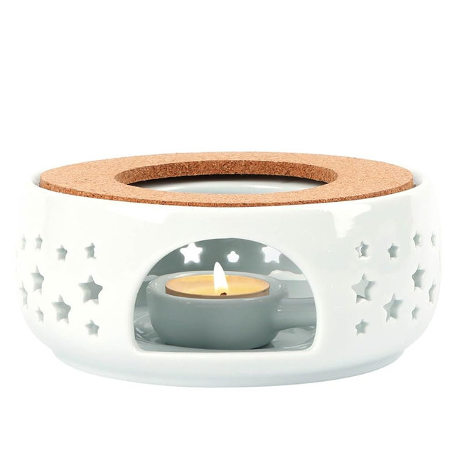 KAYCROWN Teapot Warmer, Ceramic Tea Warmer for Teapot, Tealight Warmer with Tealight Holder for Heating Coffee Milk Tea Warmer, Teapot Heater (White)