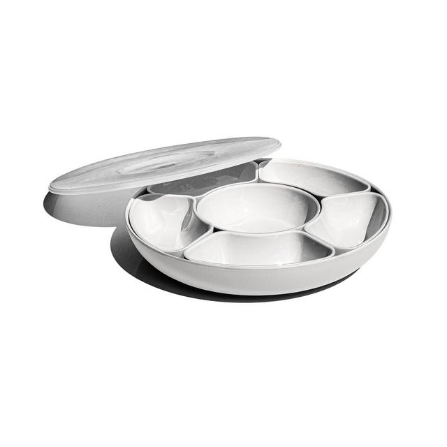 Abode Homewares 8-Piece Divided Server with Lazy Susan and Lid