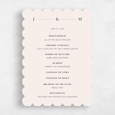 Beige Scalloped Wedding Program - Corinth