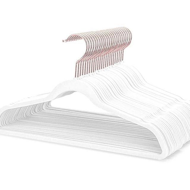 HOUSE DAY White Velvet Hangers Felt Hangers 60 Pack Non Slip Hanger Ultra Thin Space Saving 360 Degree Swivel Hook Clothes Hangers Velvet for Coats,Jackets,Pants,Dress