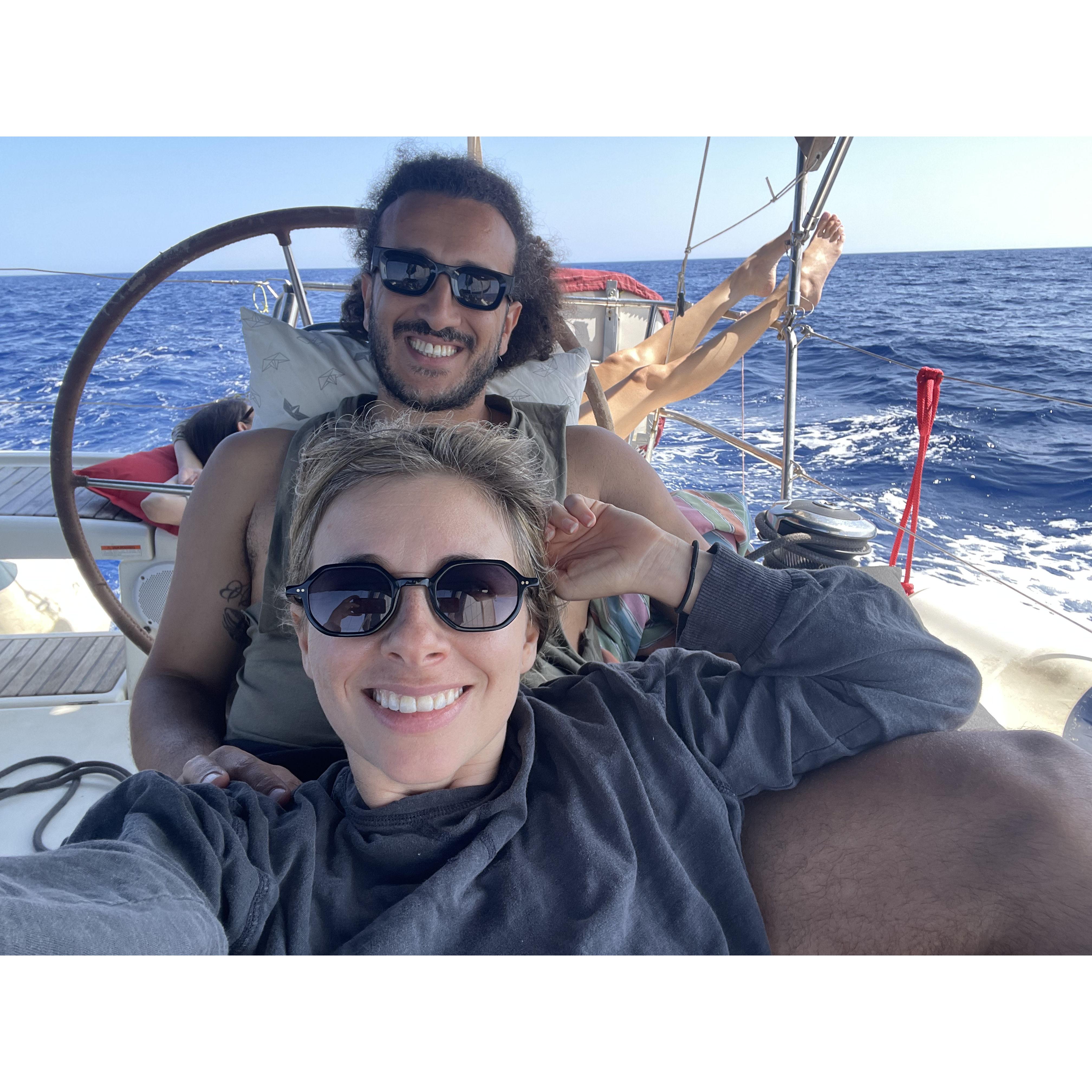 On our wild boat ride to Cyprus, we made the best of the situation and enjoyed the waves and the sun.