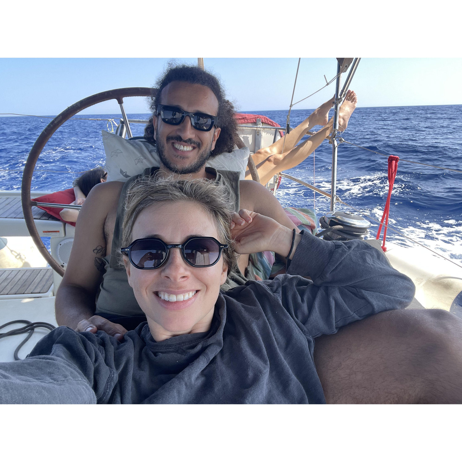 On our wild boat ride to Cyprus, we made the best of the situation and enjoyed the waves and the sun.