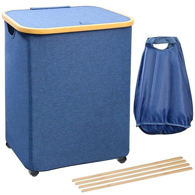 72L Laundry Hamper with Lid - Large Collapsible Laundry Basket with Wheels, Rolling Dirty Clothes Basket for Bedroom, Laundry Room, Closet, Bathroom, College