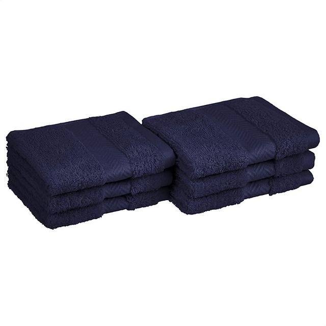AmazonBasics Egyptian Cotton Washcloths - 6-Pack, Deep Navy