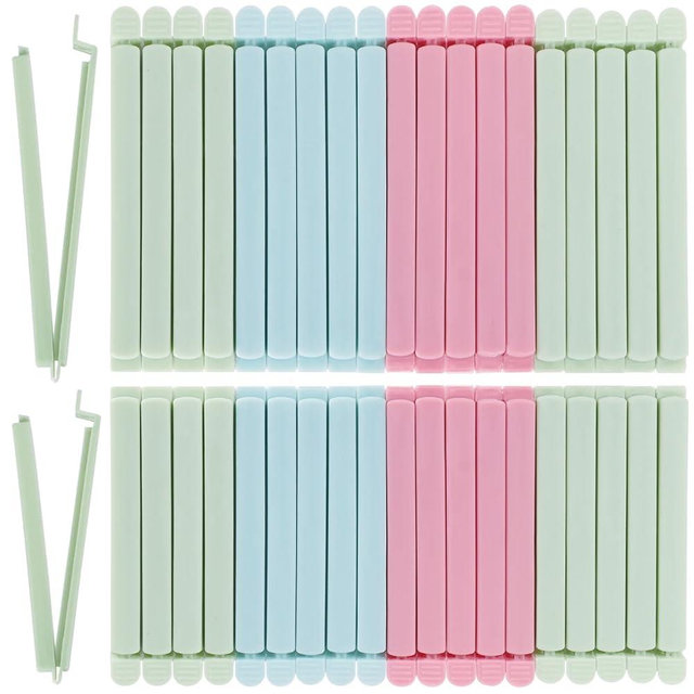40 PCS Sealing Clip Bag Plastic Bag Chip Clips Large Size Food Clips Bag Clips for Food Storage Kitchen and Home (5.9in x20, 4.72in x20)