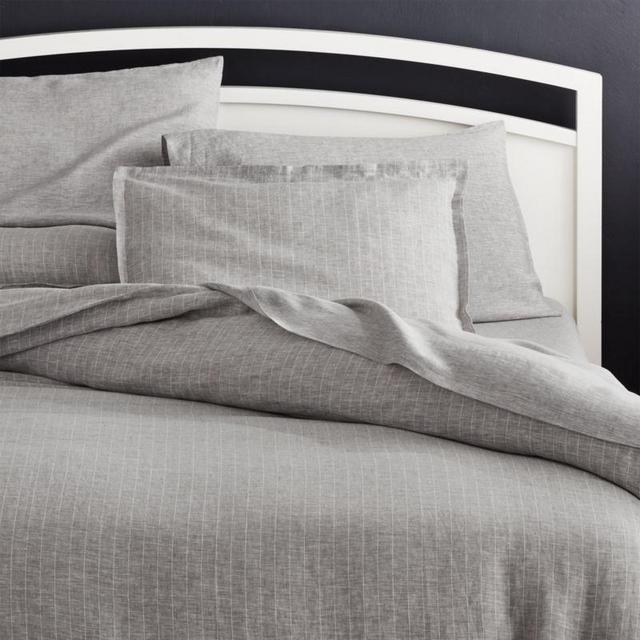 Linen Pinstripe Grey Full/Queen Duvet Cover