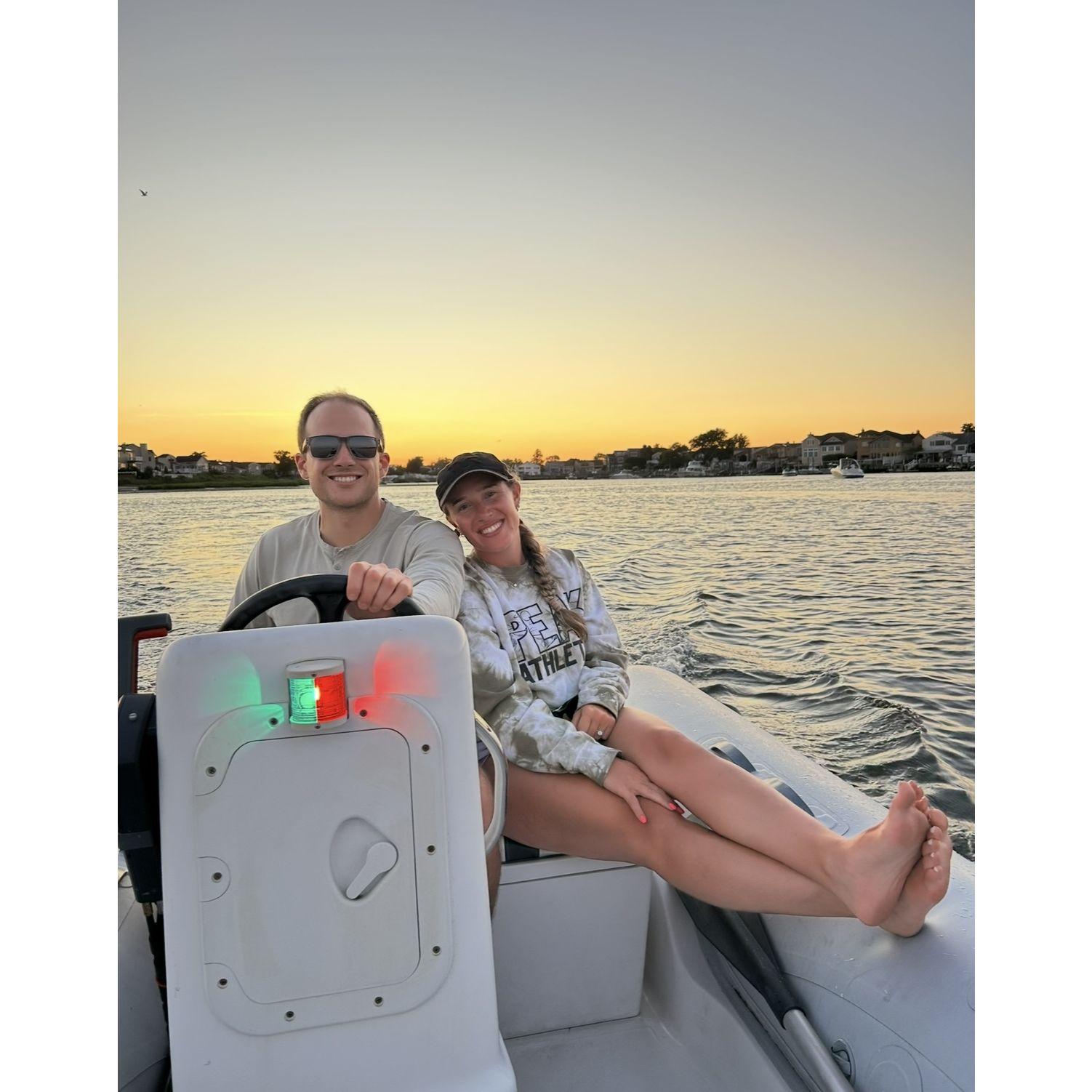 Sunset boat ride at home
