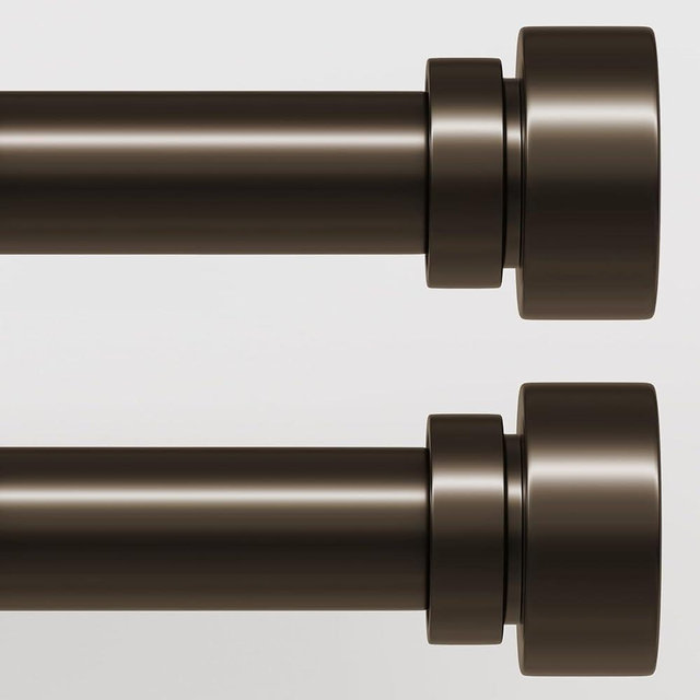 2 Pack Modern Brown Curtain Rods Set for Windows 48 to 84 Inches Adjustable Length Heavy Duty 1" Diameter Window Curtain Rod with Decorative Finials for Outdoor Bedroom Kitchen Living Room