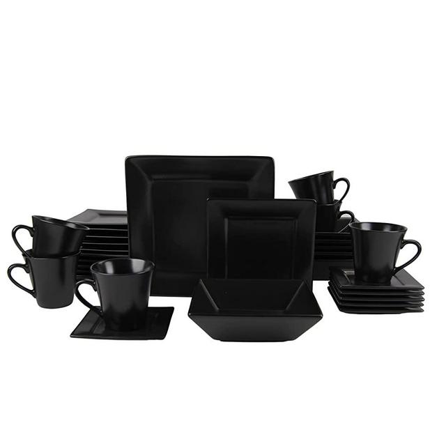 10 Strawberry Street Nova Square 30 Piece Dinnerware Set - Matte Black