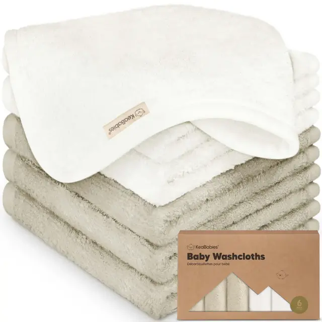 6pk Deluxe Baby Washcloths, Organic and Soft Baby Wash Cloth, Baby Bath Towel, Face Cloths