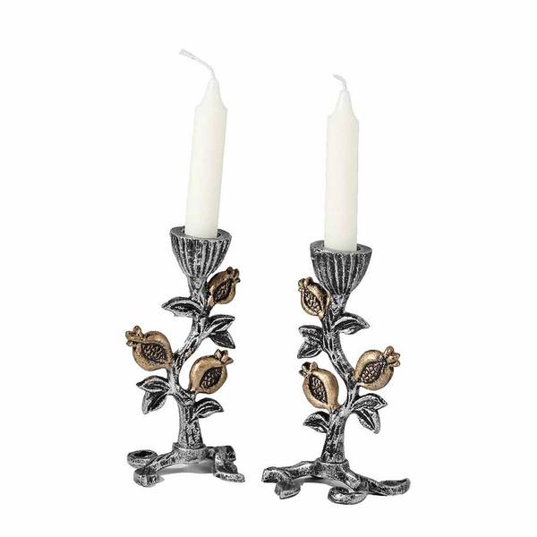 Two-Tone Pomegranate Shabbat Candlesticks