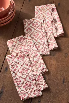 Kiara Lattice Cotton Napkins, Set of 4