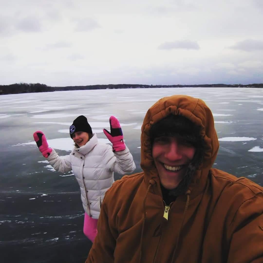 First time going ice fishing together in Minnesota during Christmas of 2018, it was so cold!