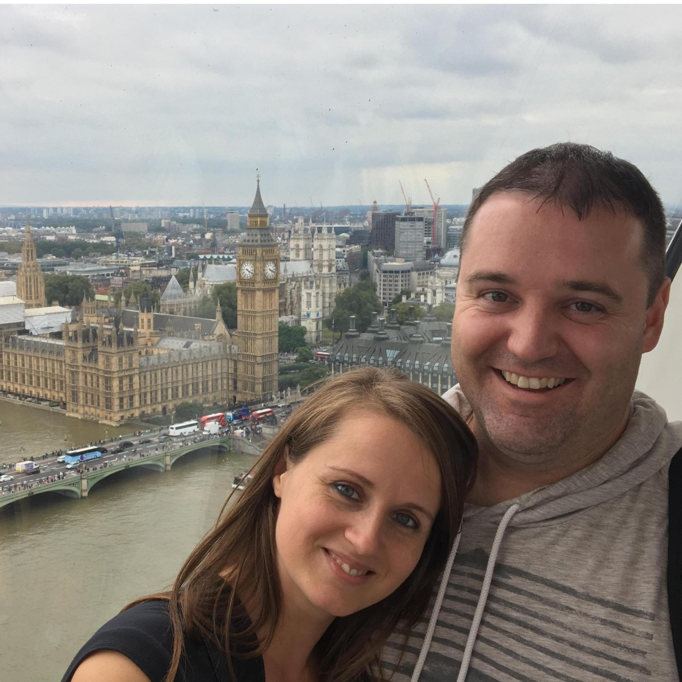 Big Ben, Parliament on the London Eye, London, England.