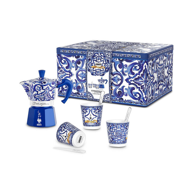 Bialetti Dolce & Gabanna Moka Set with 3 Cups and Silver-Tone Stirrers