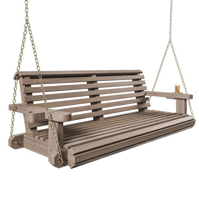 Porchgate Amish Heavy Duty 800 Lb Roll Comfort Treated Porch Swing W/ Chains (5 Foot, Warm Walnut Stain)