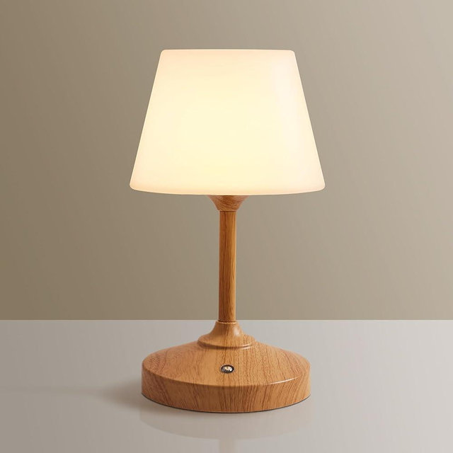 Dawnwake Table Lamp Shower Lamp Waterproof,Cordless Rechargeable Battery Operated Desk Bedside Lamps for Bedroom Night Stands,3 Colors Touch Dimmable Small Lamps for Living Room,4000mAh LED Wood Grain