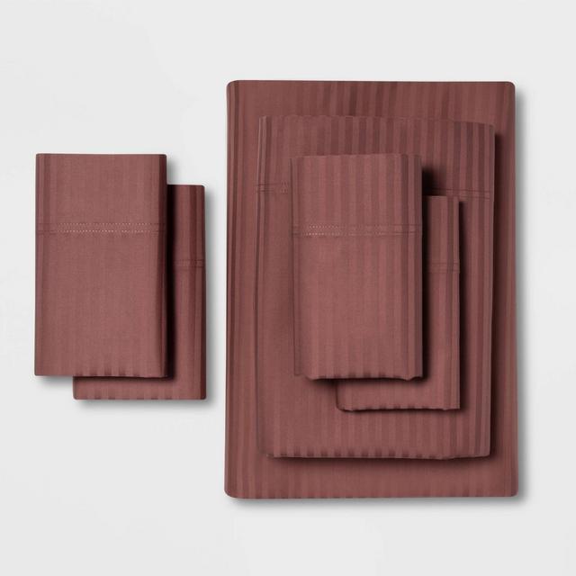 Queen 6pc 400 Thread Count Damask Solid Sheet Set Mauve - Threshold Signature™