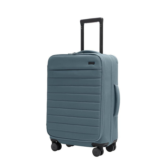 Away Softside Bigger Carry-On Suitcase, 23 Inch Lightweight, Expandable High-Strength Nylon Luggage With Spinner Wheels, Meets Requirements for Most Major Airlines, Coast Blue