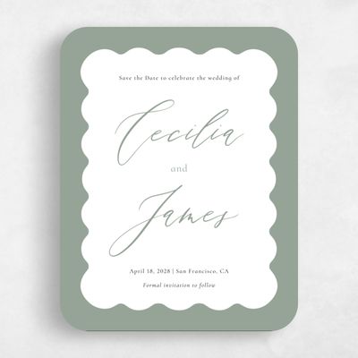 Green Rounded Wedding Save the Date - Biltmore Portrait