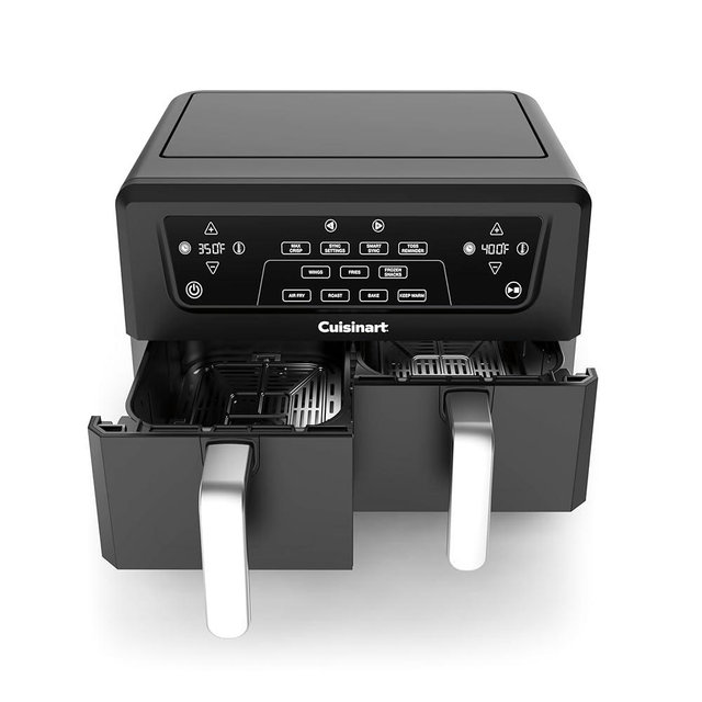 Cuisinart Dual Basket Air Fryer, Two Baskets Totals 11 QT, 4 Function Air Fryer to Air Fry, Roast, Bake & Keep Warm, Features Sync Finish & Settings, Toss Reminder, Automatic Warm Mode & Auto-Pause