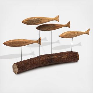 Hand-Carved Wooden Fish Accent