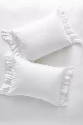 Ruffled Organic Spa Sateen Shams, Set of 2