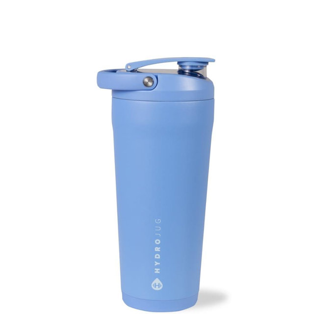 HydroJug 24 oz New Stainless Steel Shaker – Insulated, Leakproof, BPA-Free with Silent Mixing Grate – No Clumps, No Noise – Premium Shaker for Fitness, Sports & Everyday Use, Light Blue