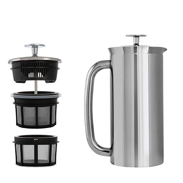 ESPRO P7 Double Walled Stainless Steel Insulated Coffee French Press (Polished Stainless Steel, 18 Ounce)