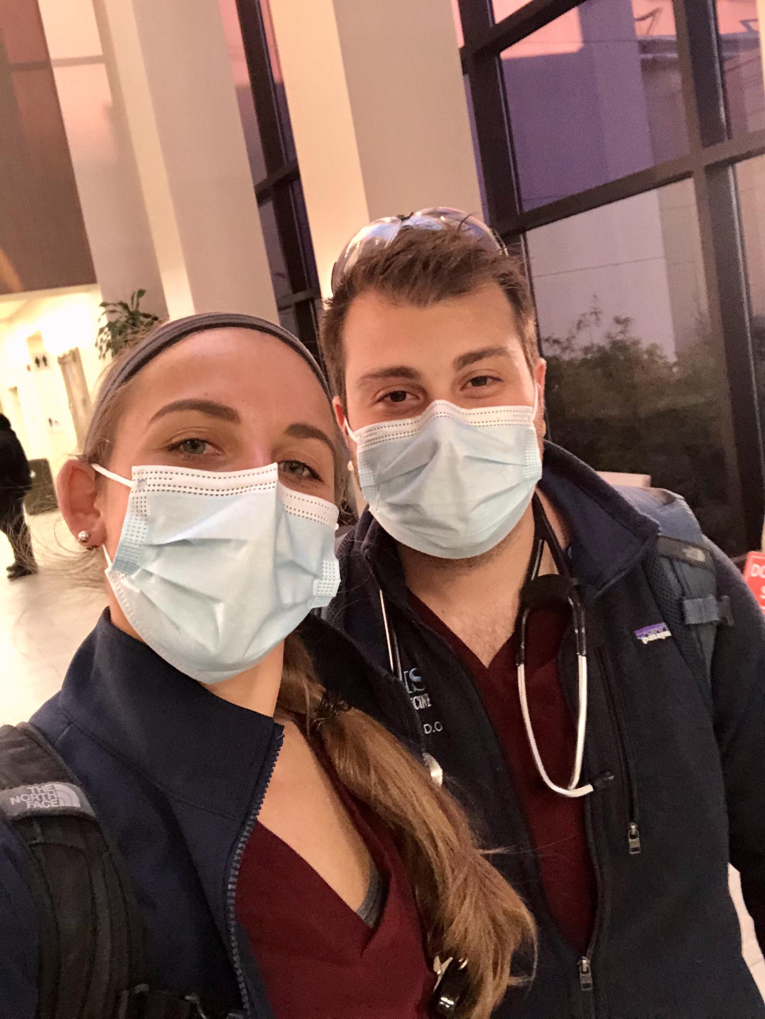 A and K got to work in the ICU together for a month! March 2021.