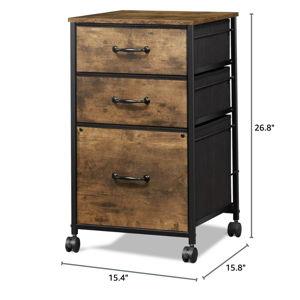 DEVAISE Mobile File Cabinet, Rolling Printer Stand with 3 Drawers, Fabric Vertical Filing Cabinet fits A4 or Letter Size for Home Office, Rustic Brown Wood Grain Print