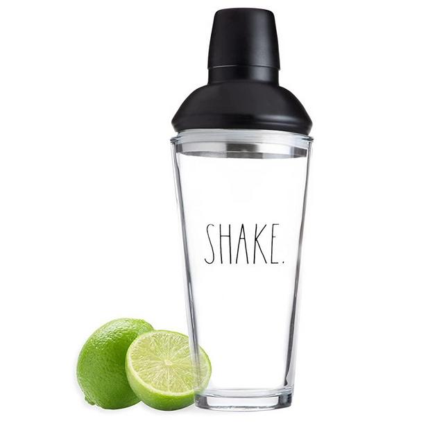 Rae Dunn Glass Cocktail Shaker - Martini Shaker for Drinks - 23 OZ Capacity Glass Margarita Shaker for at Home Bar, Entertaining and Parties (Black)