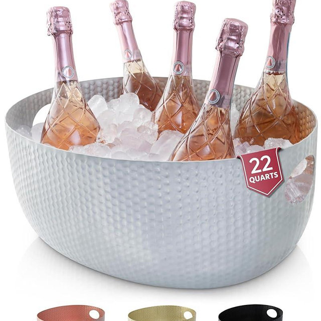 Gusto Nostro Large Beverage Tub for Parties - Metal Tub for Wine Bottles,Champagne,Beers - High Capacity Ice Bucket for Drinks - Extra Large Ice Buckets for Parties (22 qt) Outdoor Party Drink Bucket