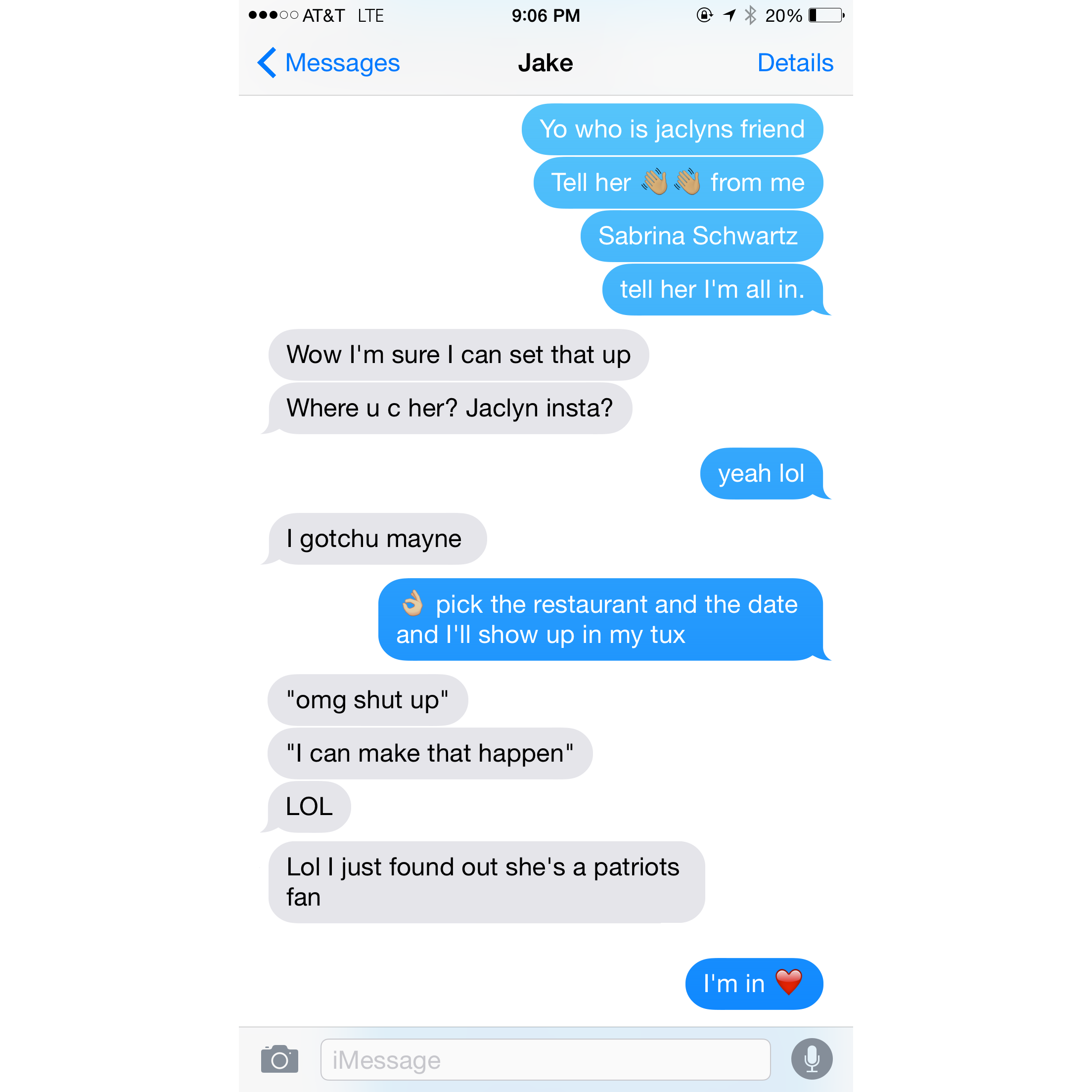 Which led to this text to Dave's college roommate...
