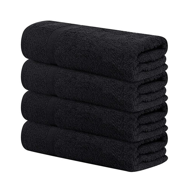 Tens Towels 4 Pc Black Bath Towels Set 100% Cotton Bathroom Towels 27 x 54 Inches Perfect Everyday Light Weight Quick Dry Towels for Bathroom