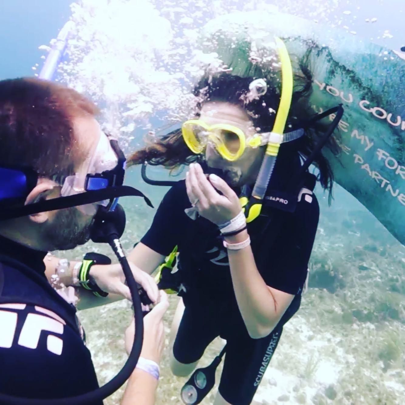 When Courtney learned she can't cry underwater. The most amazing proposal a girl could ask for.