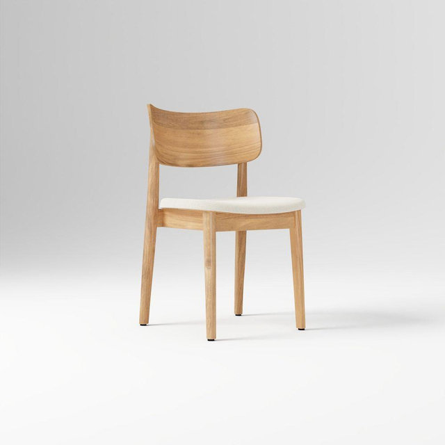 Lalia Dining Chair, Twill, Alabaster, Blonde